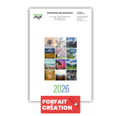 Calendrier 24x34  images et en-tête personnalisables
