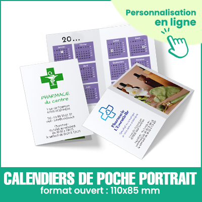 Petit calendrier de poche portrait - 110x85mm