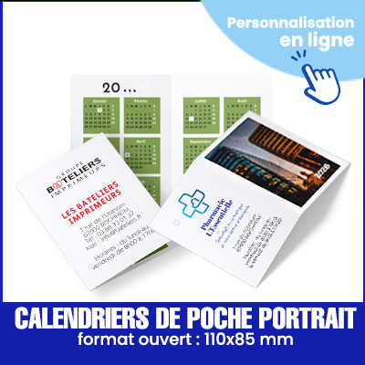 Petit calendrier de poche portrait - 110x85mm